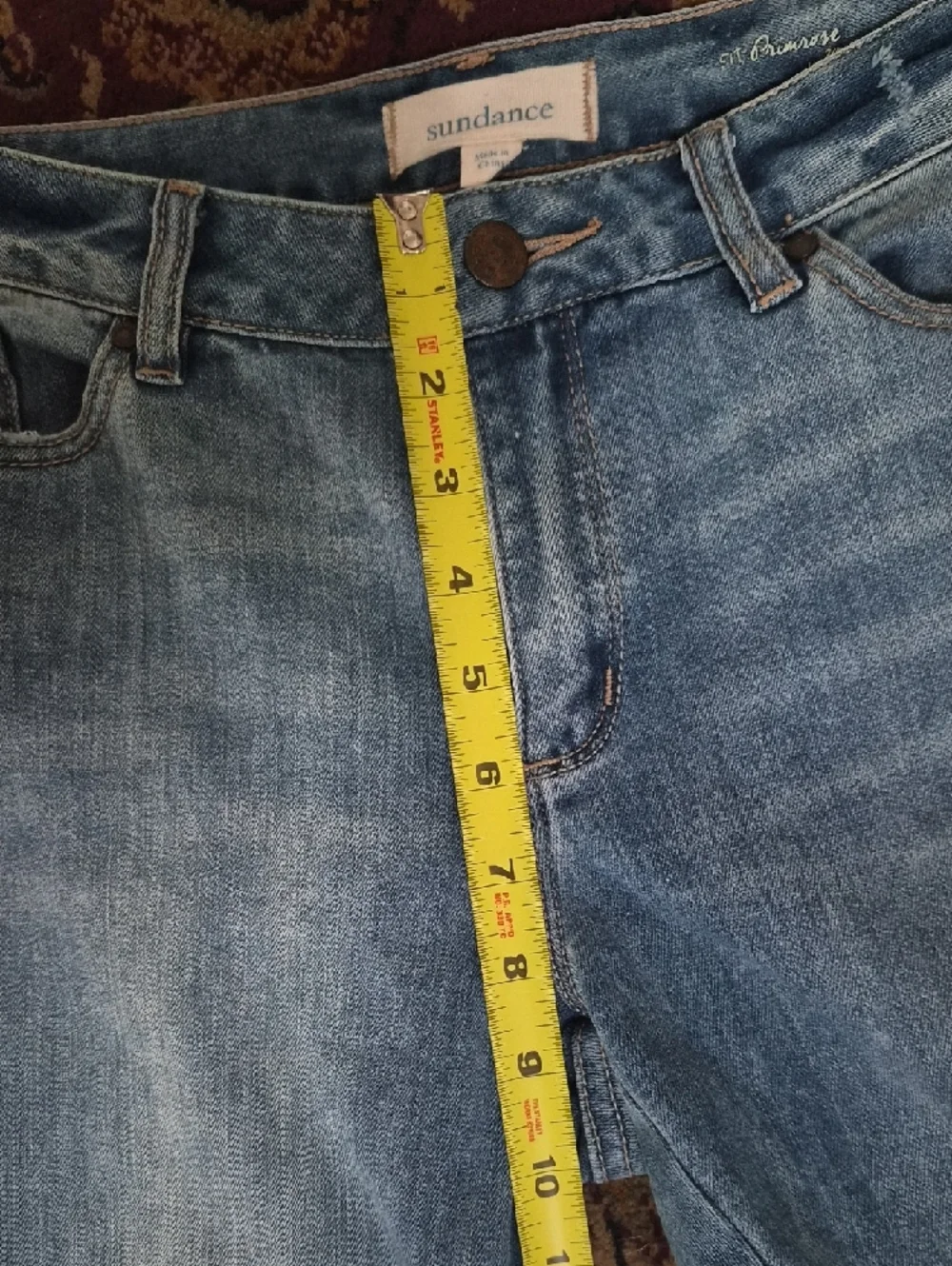 SUNDANCE Light Blue Straight-Leg Jeans with Embroidered Floral Hem 29 M - Picture 3 of 7